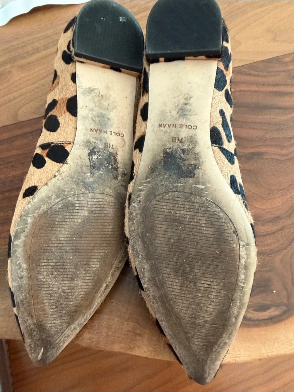 Cole Haan Leopard-Print Pointed-Toe Flats in Tan and Black